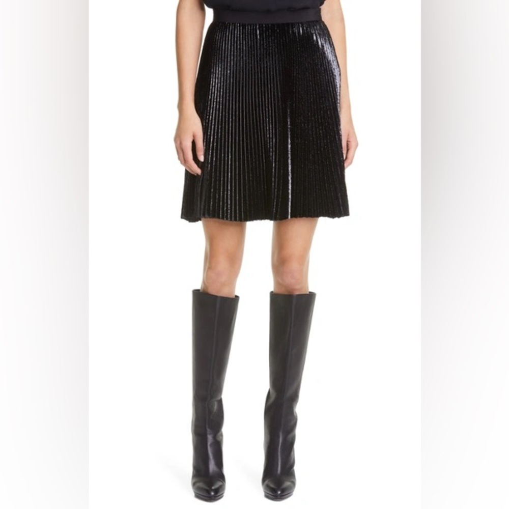 Diane von Furstenberg GUINEVERE PLEATED VELVET MINI SKIRT IN BLACK